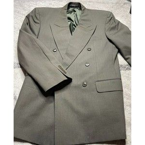 Versini  Mens Blazer 42R XL Sport coat Jacket gray green 100% Wool